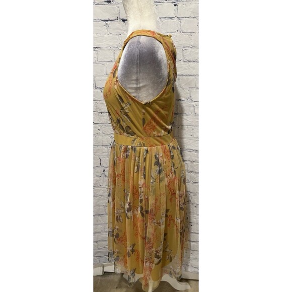 NWT Candalite Floral Yellow Polyester Spring Summer Dress Petite Medium - Picture 3 of 7
